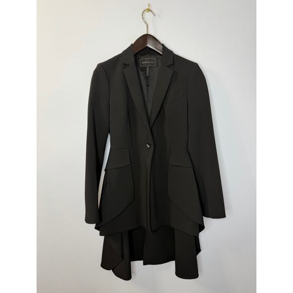 BCBGMAXAZRIA High-Low Peplum Blazer Black Women's Black Classic Sz S - Picture 10 of 14